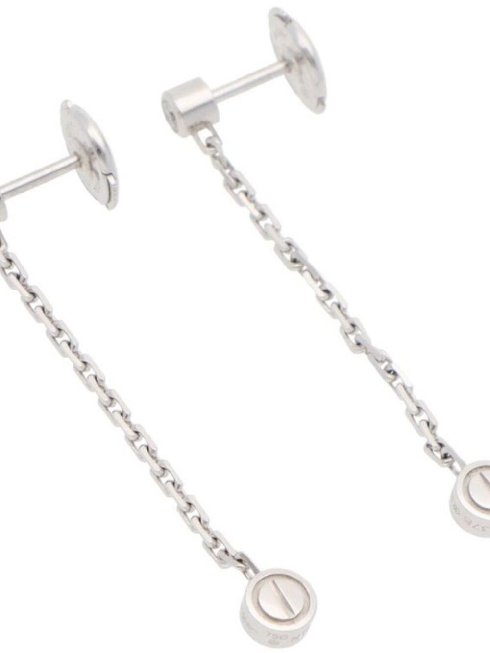 Rare Authentic Vintage Cartier Love Diamond Drop Earrings 18K White Gold